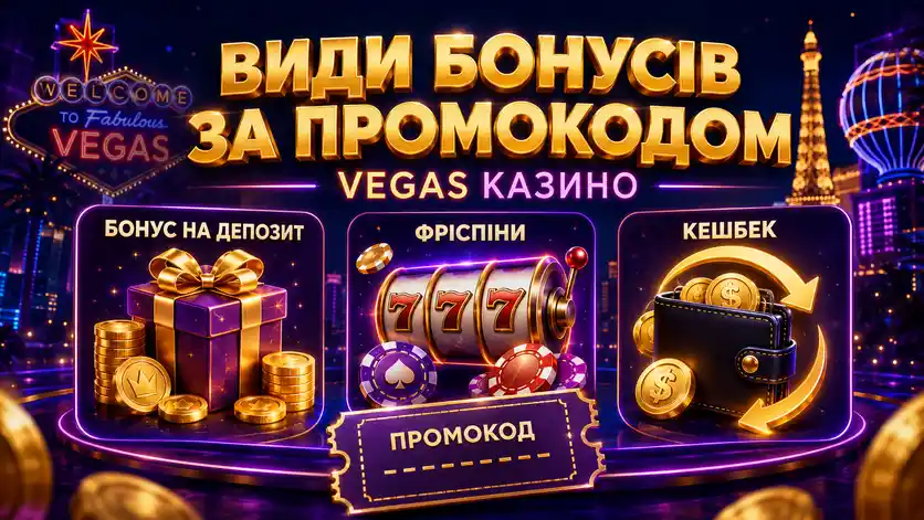 Види бонусів Vegas казино, що видаються за промокодом